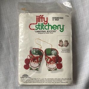 1980 Jiffy Stitchery "Christmas Booties" 3-D Ornament Kit!